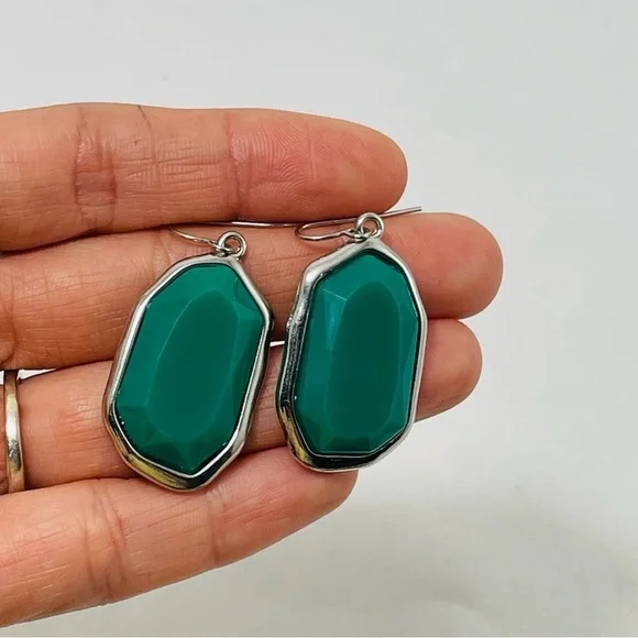 Christmas Earring Drop Dangle Green Big Statement Oval Party Costume Modern New - Picture 5 of 9